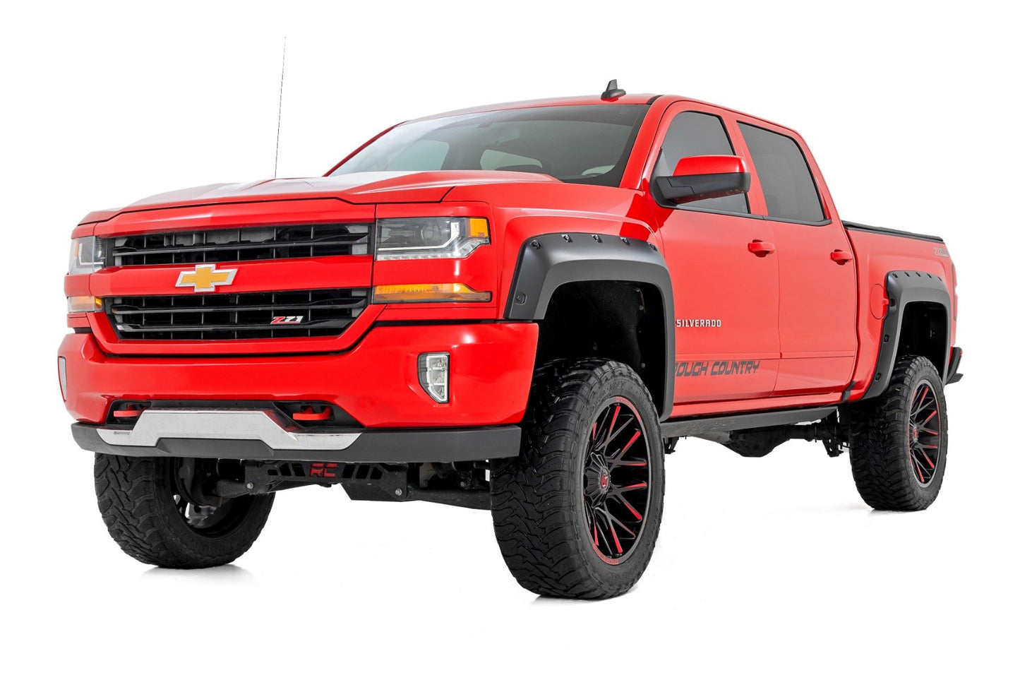 Rough Country Pocket Fender Flares | 6'7" & 8' Bed | GCN Victory Red | Chevy Silverado 1500 (14-18)/2500HD