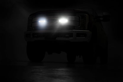 Rough Country LED Light Kit | Grille Mount | 8" Black Pair | Ford F-250 Super Duty (17-19)