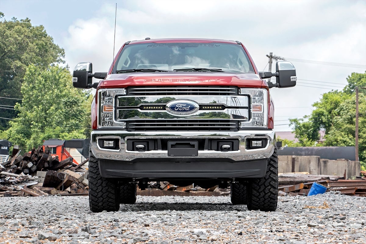 Rough Country LED Light Kit | Grille Mount | 8" Black Pair | Ford F-250 Super Duty (17-19)