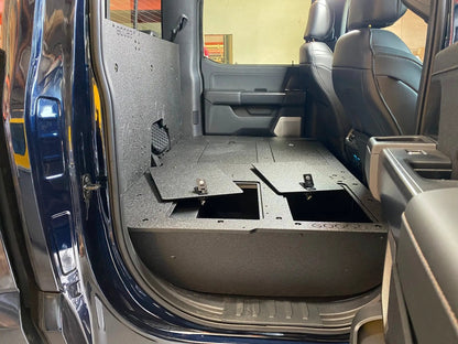 Ford - F150 2021-Present - 14th Gen. SuperCrew - Second Row Seat Delete Plate System with Factory B&O Subwoofer Center Wall with Exterior Port by Goose Gear