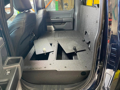 Ford - F150 2021-Present - 14th Gen. SuperCrew - Second Row Seat Delete Plate System with Factory B&O Subwoofer Center Wall with Exterior Port by Goose Gear