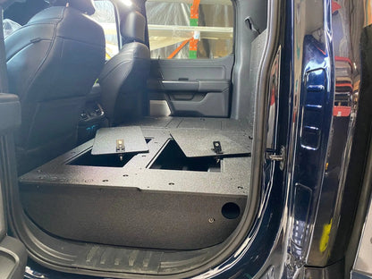 Ford - F150 2021-Present - 14th Gen. SuperCrew - Second Row Seat Delete Plate System with Factory B&O Subwoofer Center Wall with Exterior Port by Goose Gear