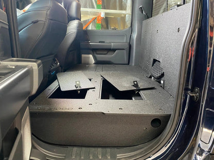 Ford - F150 2021-Present - 14th Gen. SuperCrew - Second Row Seat Delete Plate System with Factory B&O Subwoofer Center Wall with Exterior Port by Goose Gear