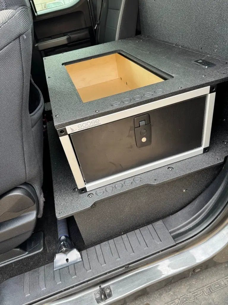 Ford - F250-F550 - 2017-Present - 4th-5th Gen - Super Cab - without the center mounted B&O Subwoofer - Explore Series - Single Drawer Module - With Fitted Top Plate by Goose Gear