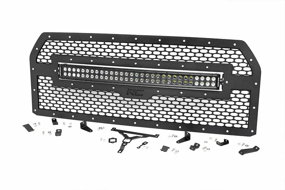 Rough Country Mesh Grille | 30" Dual Row LED | Black | Ford F-150 2WD/4WD (2015-2017) by Rough Country