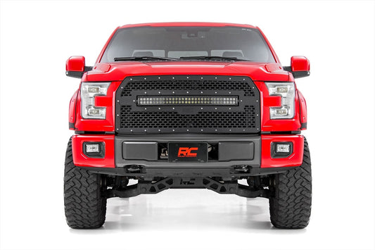 Rough Country Mesh Grille | 30" Dual Row LED | Black | Ford F-150 2WD/4WD (2015-2017)