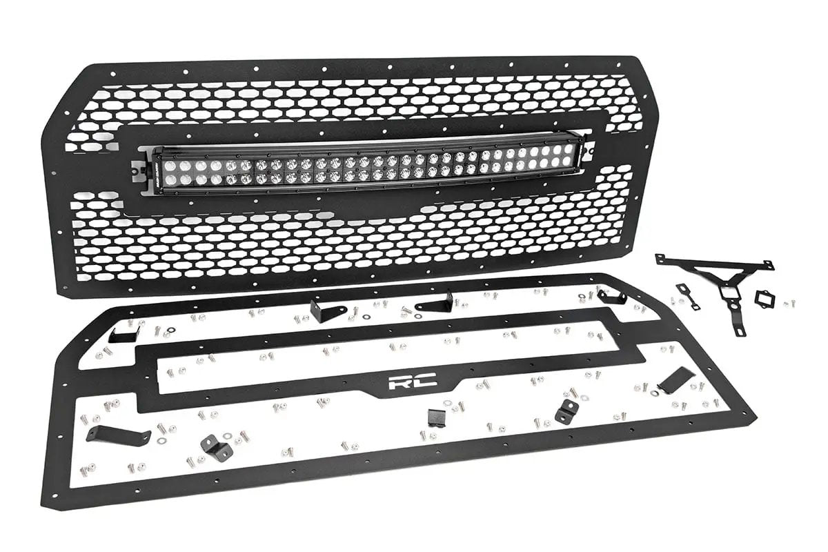 Rough Country Mesh Grille | 30" Dual Row LED | Black | Ford F-150 2WD/4WD (2015-2017) by Rough Country