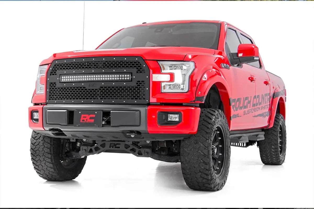 Rough Country Mesh Grille | 30" Dual Row LED | Black | Ford F-150 2WD/4WD (2015-2017) by Rough Country