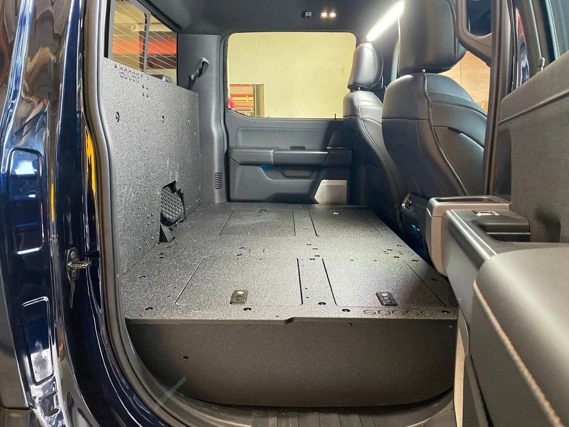 Ford Super Duty F250-F550 2017-Present 4th & 5th Gen. Crew Cab - Second Row Seat Delete Plate System by Goose Gear