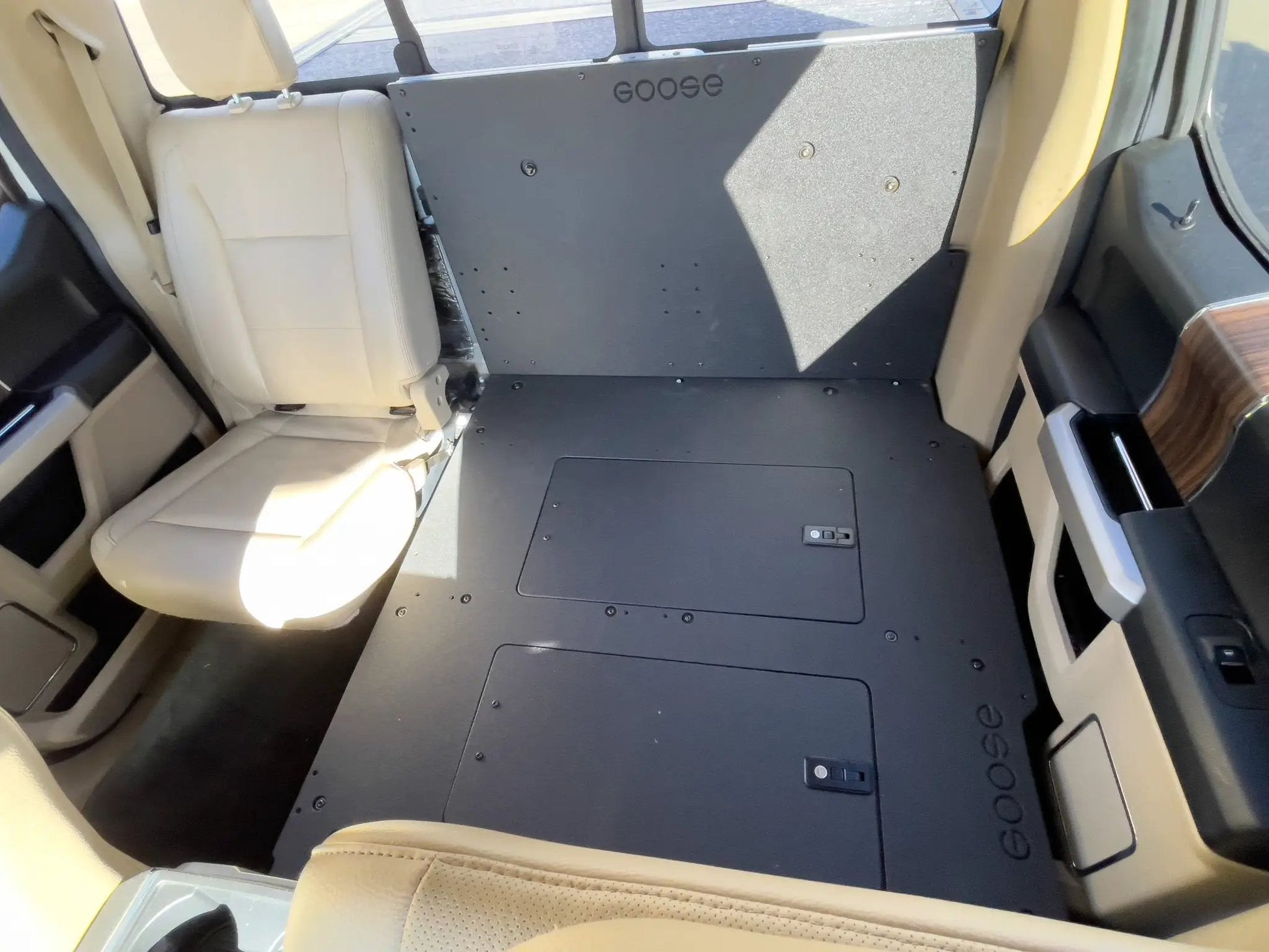 Ford Super Duty F250-F550 2017-Present 4th & 5th Gen. Crew Cab - Second Row Seat Delete Plate System by Goose Gear