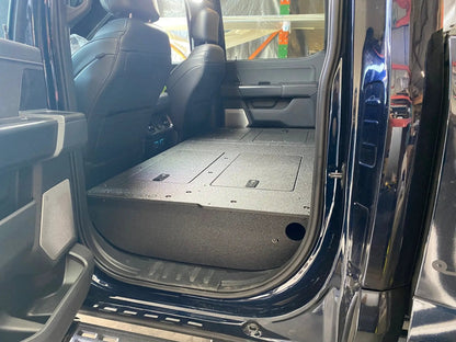 Ford Super Duty Ford - F250-F550 - 2023-Present - 5th Gen. Crew Cab - Second Row Seat Delete Plate System with Factory B&O Subwoofer Center Wall with Exterior Port by Goose Gear