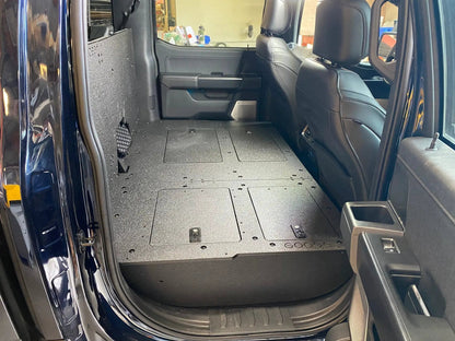 Ford Super Duty Ford - F250-F550 - 2023-Present - 5th Gen. Crew Cab - Second Row Seat Delete Plate System with Factory B&O Subwoofer Center Wall with Exterior Port by Goose Gear