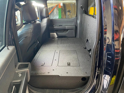 Ford Super Duty Ford - F250-F550 - 2023-Present - 5th Gen. Crew Cab - Second Row Seat Delete Plate System with Factory B&O Subwoofer Center Wall with Exterior Port by Goose Gear