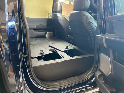 Ford Super Duty Ford - F250-F550 - 2023-Present - 5th Gen. Crew Cab - Second Row Seat Delete Plate System with Factory B&O Subwoofer Center Wall with Exterior Port by Goose Gear