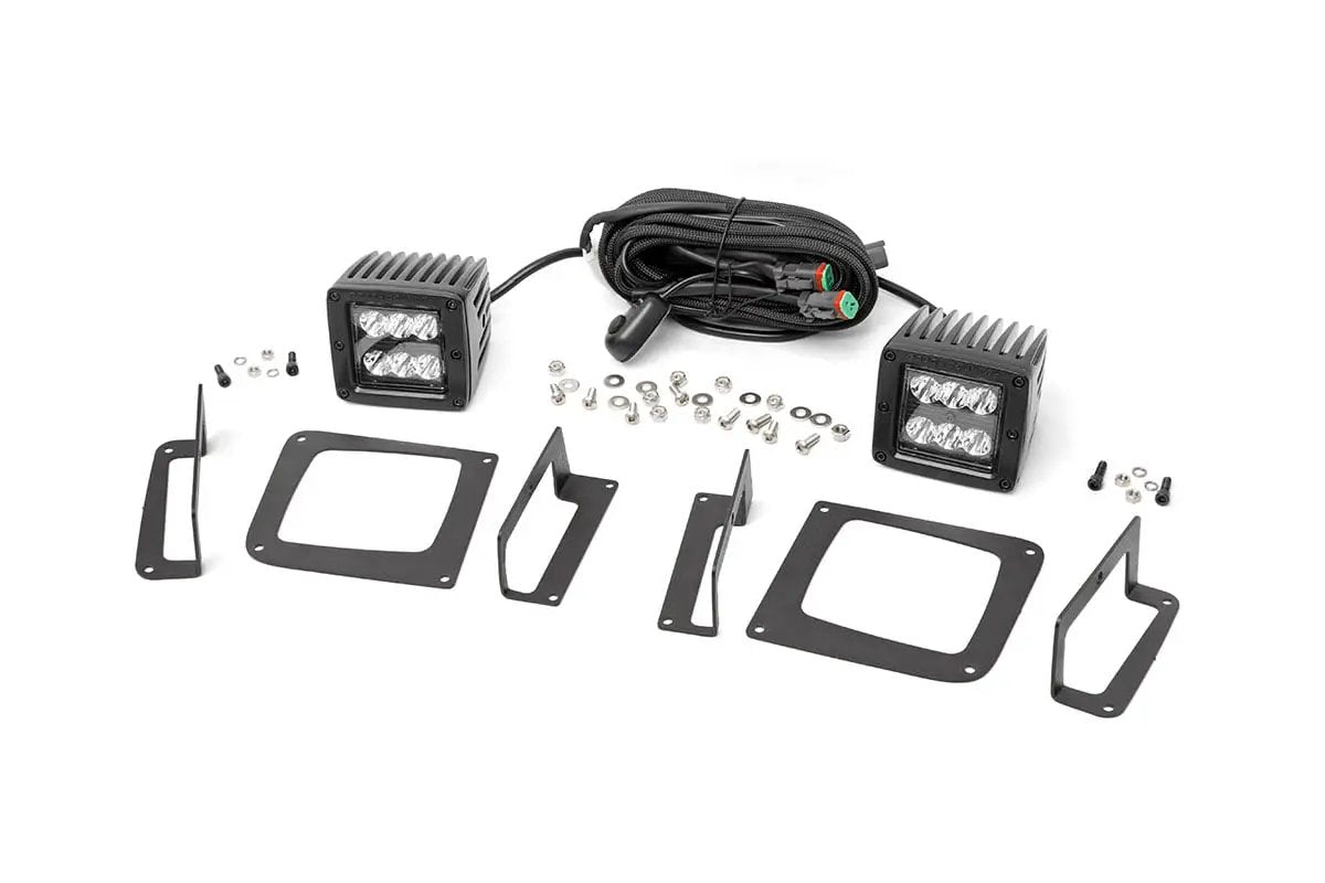 Rough Country LED Light Kit | Fog Mount | 2" Black Pair | GMC Sierra 1500 2WD/4WD (14-15) by Rough Country