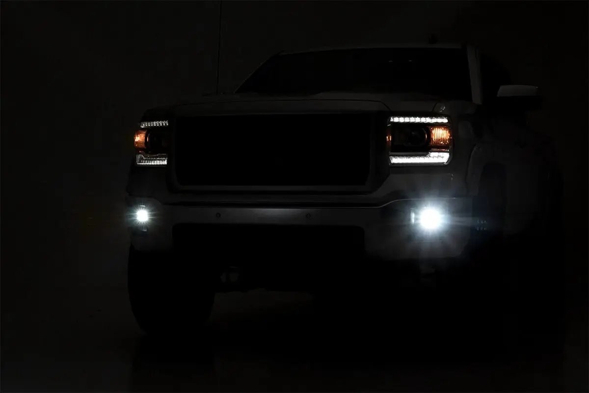 Rough Country LED Light Kit | Fog Mount | 2" Black Pair | GMC Sierra 1500 2WD/4WD (14-15) by Rough Country