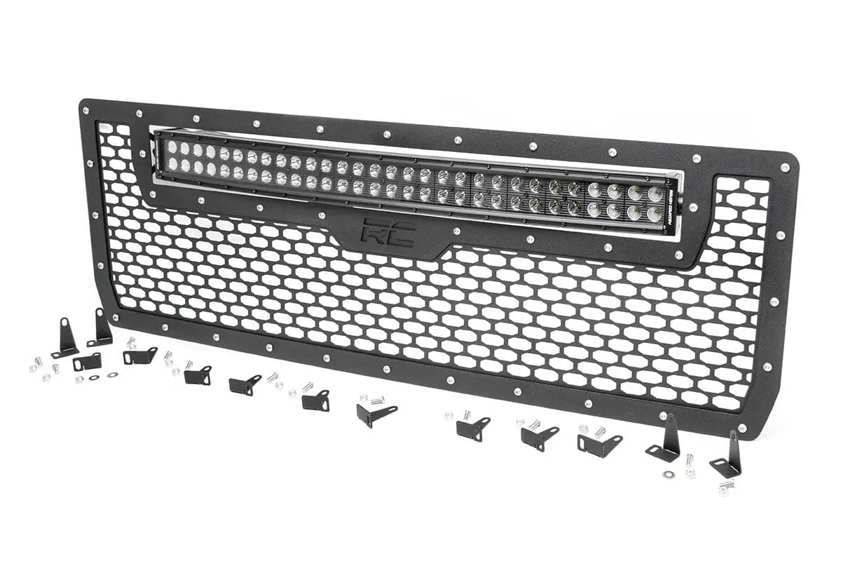 Rough Country Mesh Grille | 30" Dual Row LED | Black | GMC Sierra 1500 2WD/4WD (2014-2015) by Rough Country