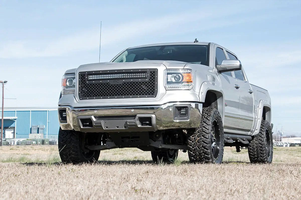 Rough Country Mesh Grille | 30" Dual Row LED | Black | GMC Sierra 1500 2WD/4WD (2014-2015) by Rough Country