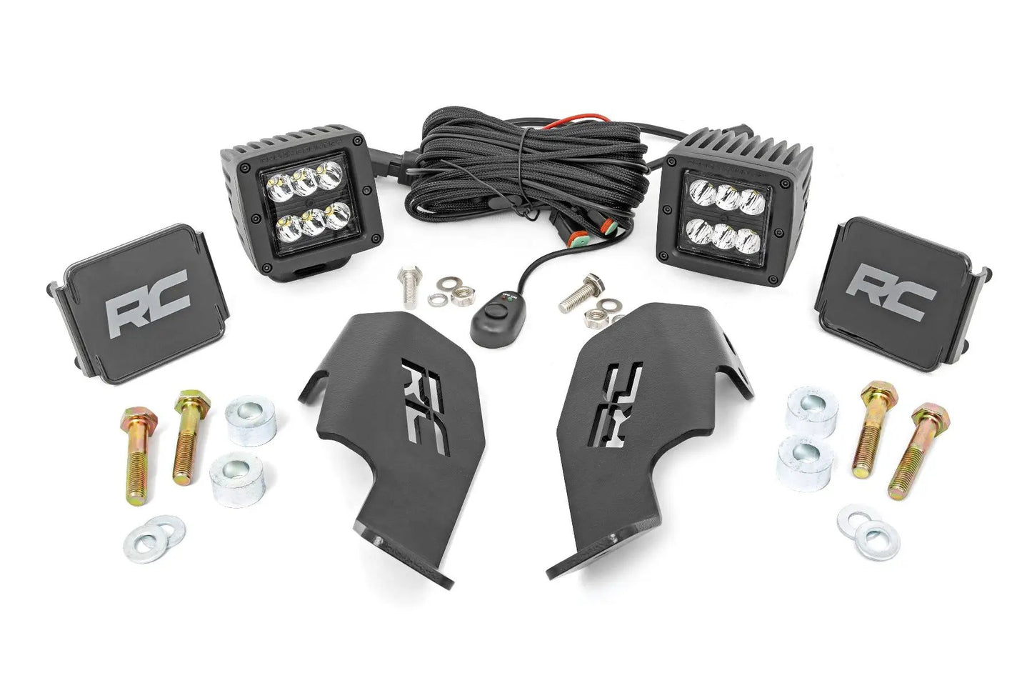 Rough Country LED Light Kit | Cage Mount | 2" Black Pair | Honda Talon 1000 by Rough Country