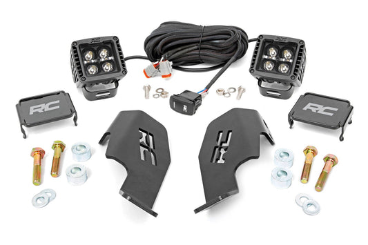 Rough Country LED Light Kit | Cage Mount | 2" Black Pair | White DRL | Honda Talon 1000