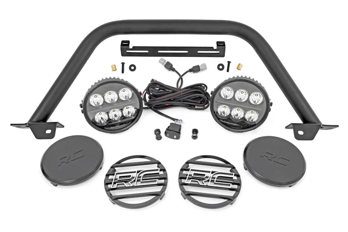 Rough Country Safari Bar | 6.5 Inch Round LED | OE Modular Steel | Ford Bronco 4WD (21-25) by Rough Country
