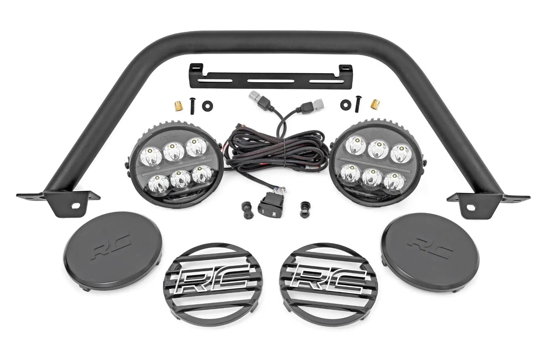 Rough Country Safari Bar | 6.5 Inch Round LED | OE Modular Steel | Ford Bronco 4WD (21-25) by Rough Country