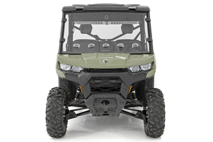 Rough Country Vented Full Windshield | Scratch Resistant | Can-Am Defender HD 5/HD 8/HD 9/HD 10