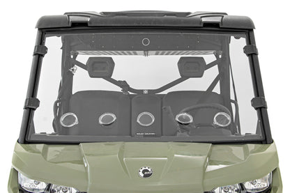 Rough Country Vented Full Windshield | Scratch Resistant | Can-Am Defender HD 5/HD 8/HD 9/HD 10