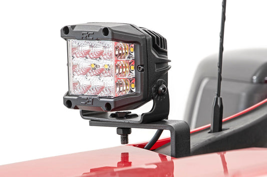 Rough Country LED Light Kit | Ditch Mount | 2" Black Pair | Amber DRL | Chevy Silverado 1500 (19-26)