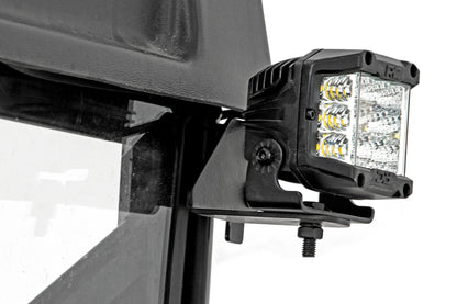 Luz LED | Montaje de jaula RR | Par de focos negros de 2" | Polaris Ranger 1000/Ranger XP 900/1000