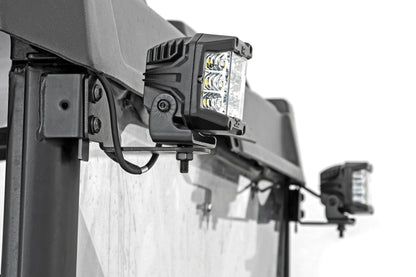 Luz LED | Montaje de jaula RR | Par de focos negros de 2" | Polaris Ranger 1000/Ranger XP 900/1000