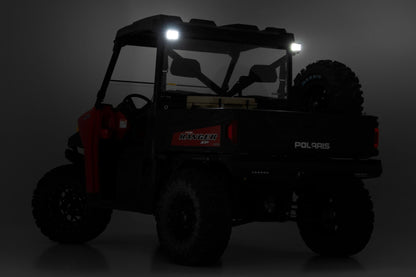 Luz LED | Montaje de jaula RR | Par de focos negros de 2" | Polaris Ranger 1000/Ranger XP 900/1000