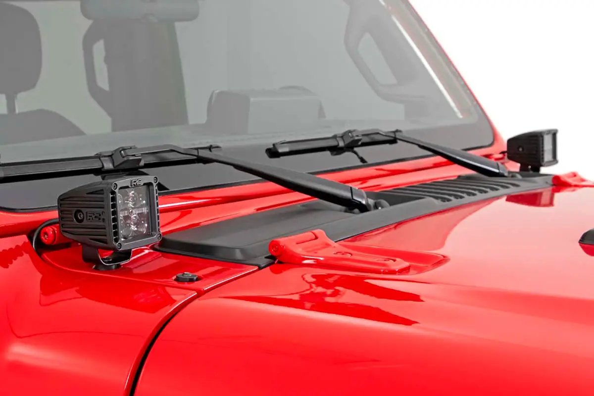 Rough Country LED Light Kit | Cowl Mount | 2" Black Pair | White DRL | Jeep Gladiator JT/Wrangler JL (18-26) by Rough Country