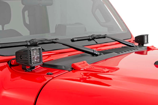 Rough Country LED Light Kit | Cowl Mount | 2" Black Pair | Jeep Gladiator JT/Wrangler JL (18-26)