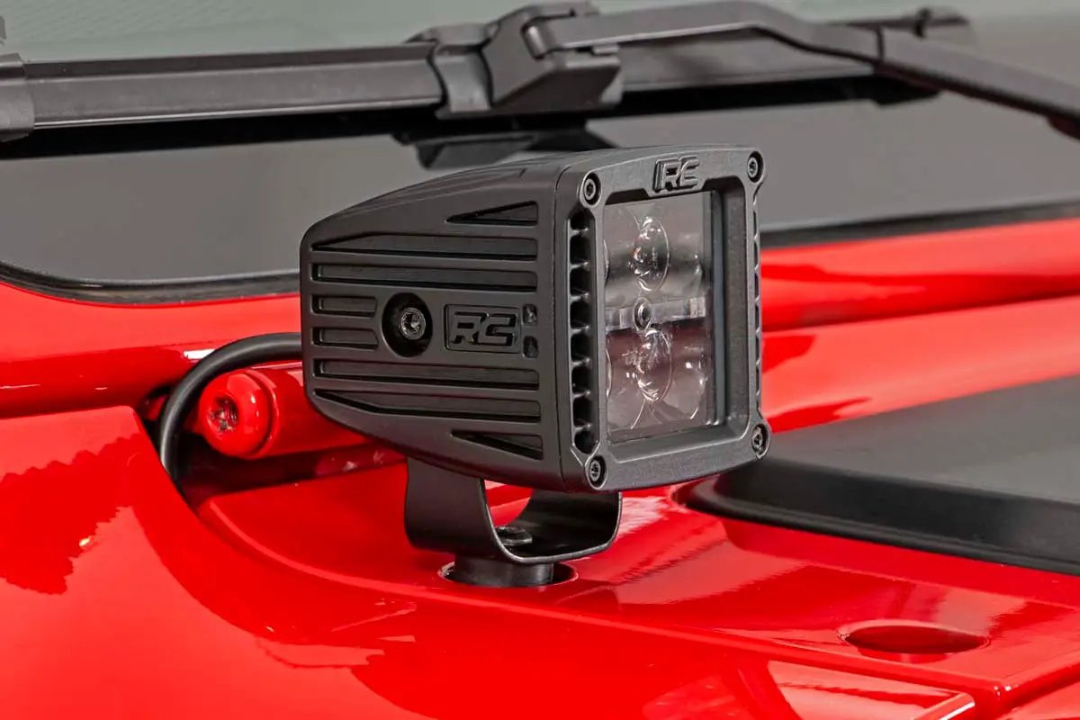 Rough Country LED Light Kit | Cowl Mount | 2" Black Pair | White DRL | Jeep Gladiator JT/Wrangler JL (18-26) by Rough Country