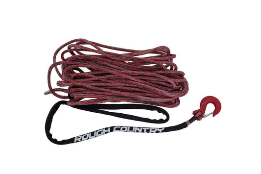 Rough Country Synthetic Rope | 3/8 Inch | 85 Ft | Red/Gray