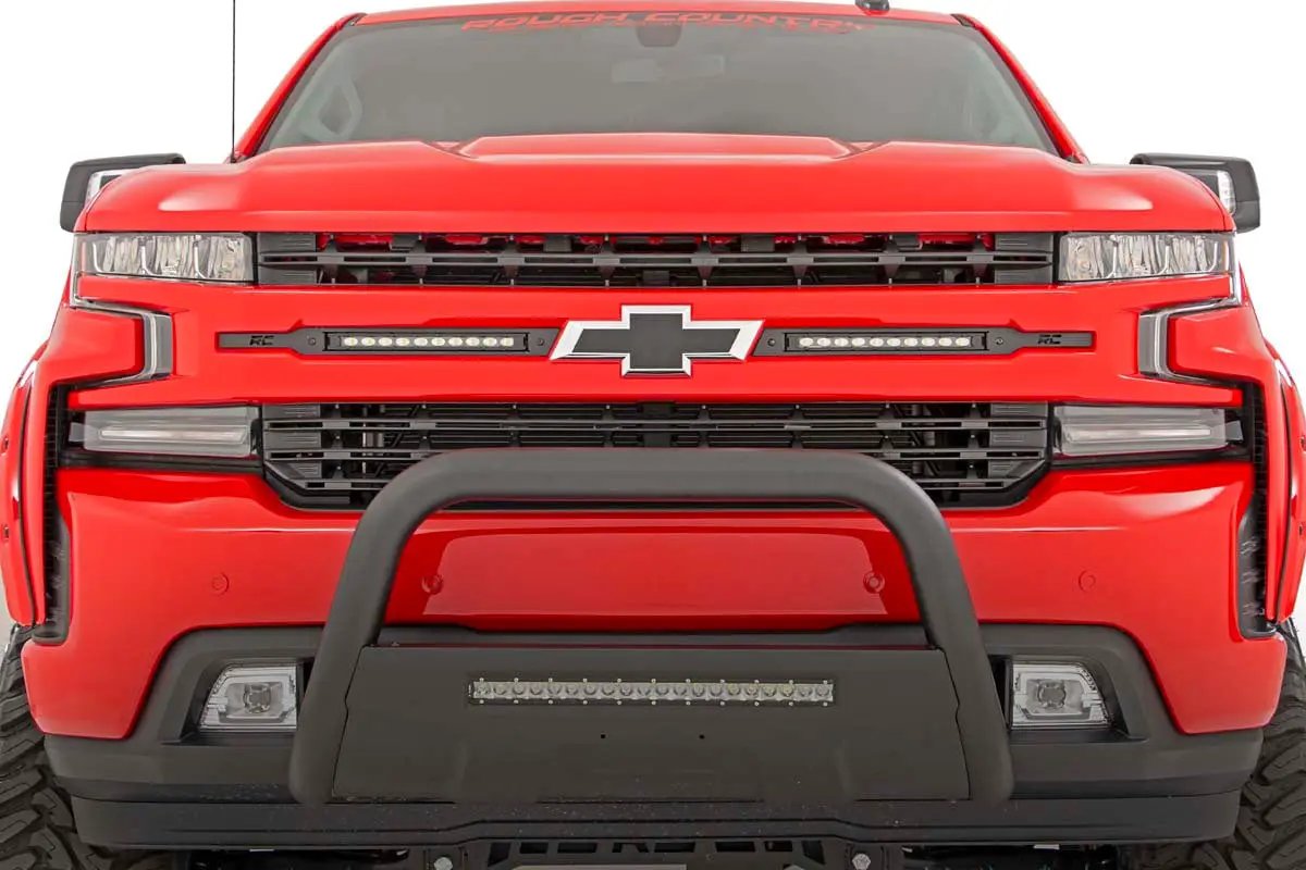 Rough Country LED Light Kit | Grille Mount | 10" Chrome Slimline Pair | Chevy Silverado 1500 (19-22) by Rough Country