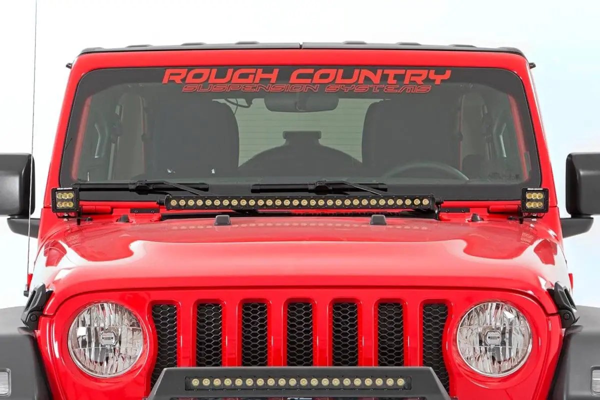 Rough Country LED Light Kit | Hood Mount | 30" Black Single Row | Jeep Gladiator JT/Wrangler JL (18-26) by Rough Country