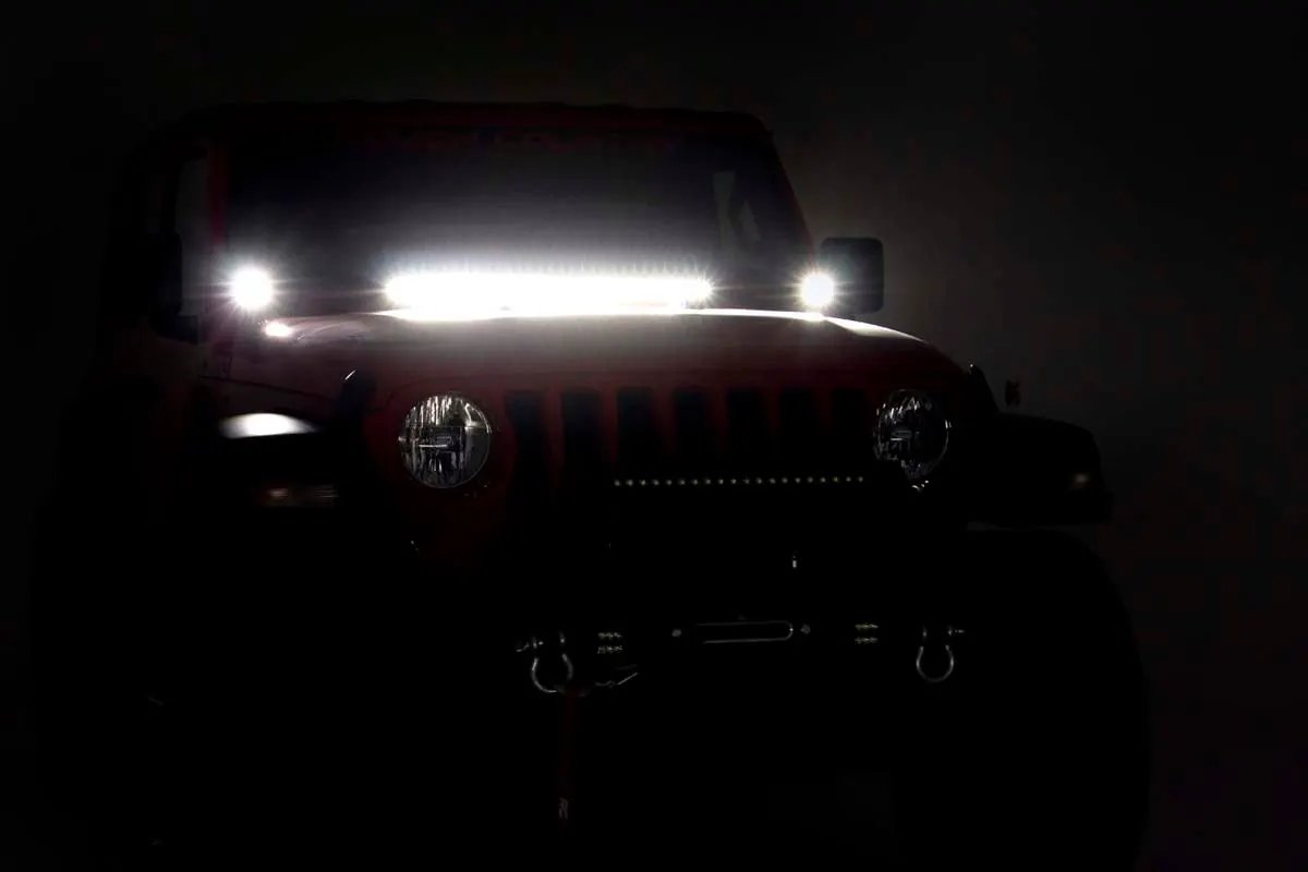 Rough Country LED Light Kit | Cowl Mount | 2" Black Pair | White DRL | Jeep Gladiator JT/Wrangler JL (18-26) by Rough Country