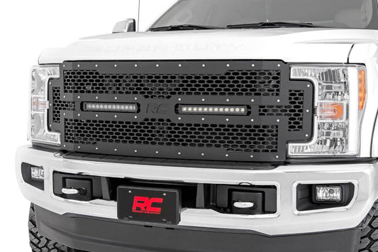 Parrilla de malla | LED de doble fila de 12" | Negro | Ford F-250/F-350 Super Duty (17-19)
