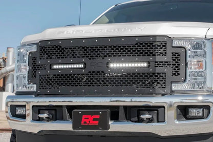 Rough Country Mesh Grille | 12" Dual Row LED | Black | Ford F-250/F-350 Super Duty (17-19) by Rough Country