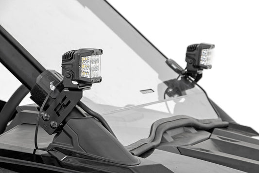 Kit de Luces LED | Soporte en Pilar "A" | 2" Negro Par | Tipo Spot | Polaris RZR PRO XP