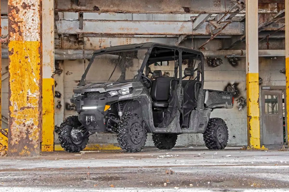 Rough Country LED Light | Bumper Mount | 12" Black Single Row | White DRL | Can-Am Defender HD 8/HD 9/HD 10 by Rough Country