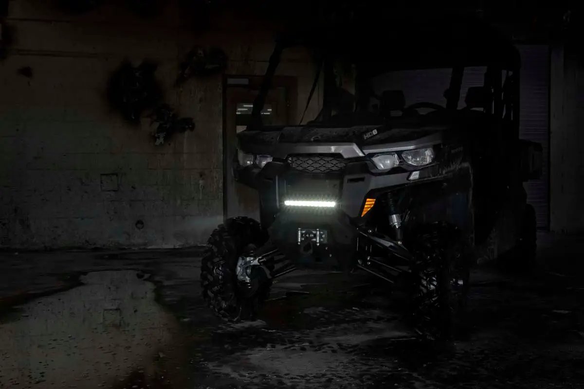 Rough Country LED Light | Bumper Mount | 12" Black Single Row | White DRL | Can-Am Defender HD 8/HD 9/HD 10 by Rough Country
