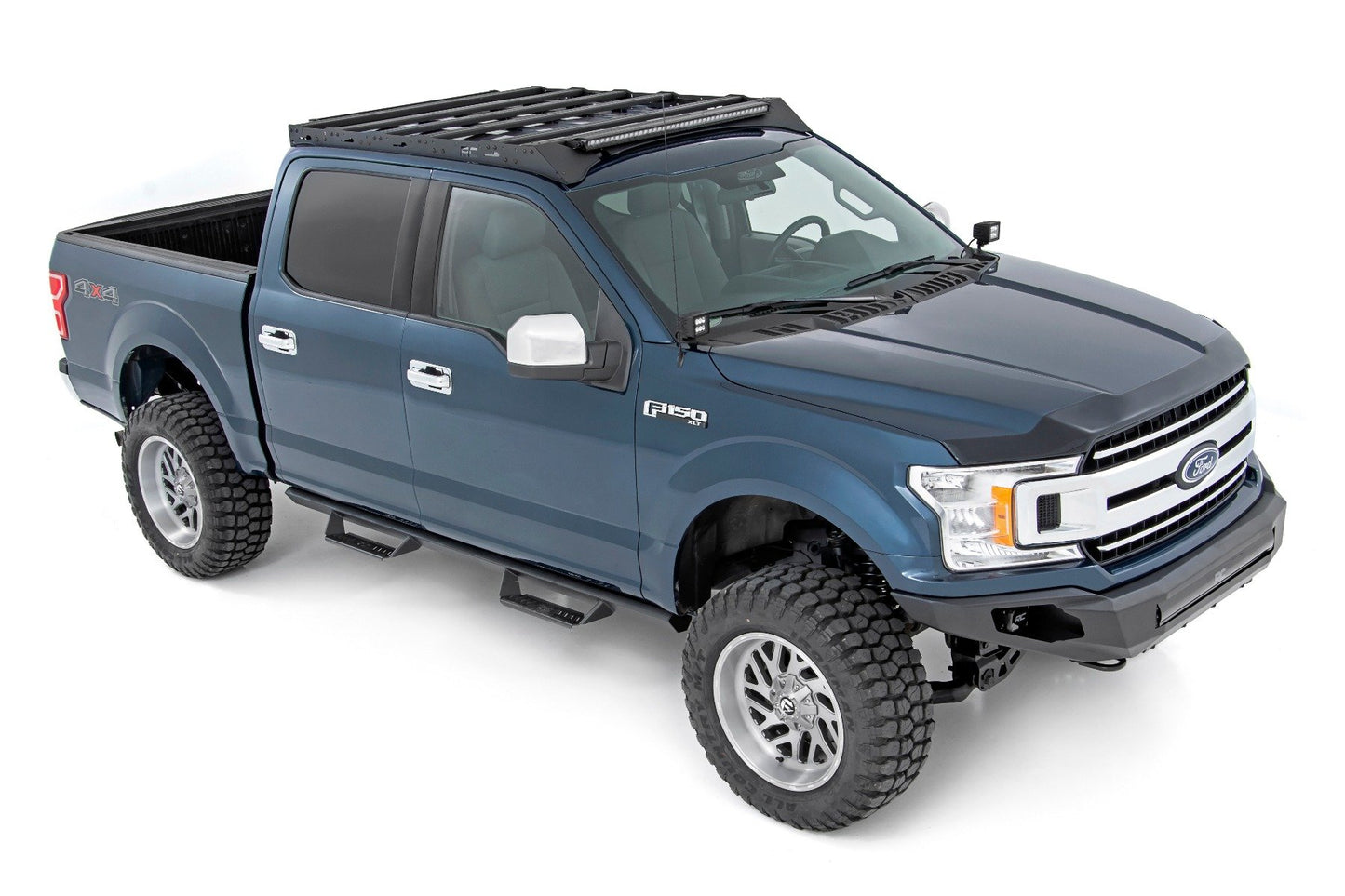 Rough Country Roof Rack | FR & RR 40 Inch Single Row BLK LEDs | Ford F-150 2WD/4WD (15-18)