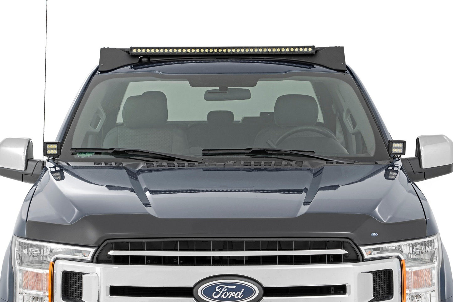 Rough Country Roof Rack | FR & RR 40 Inch Single Row BLK LEDs | Ford F-150 2WD/4WD (15-18)