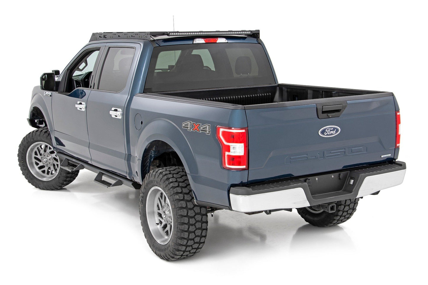 Rough Country Roof Rack | FR & RR 40 Inch Single Row BLK LEDs | Ford F-150 2WD/4WD (15-18)