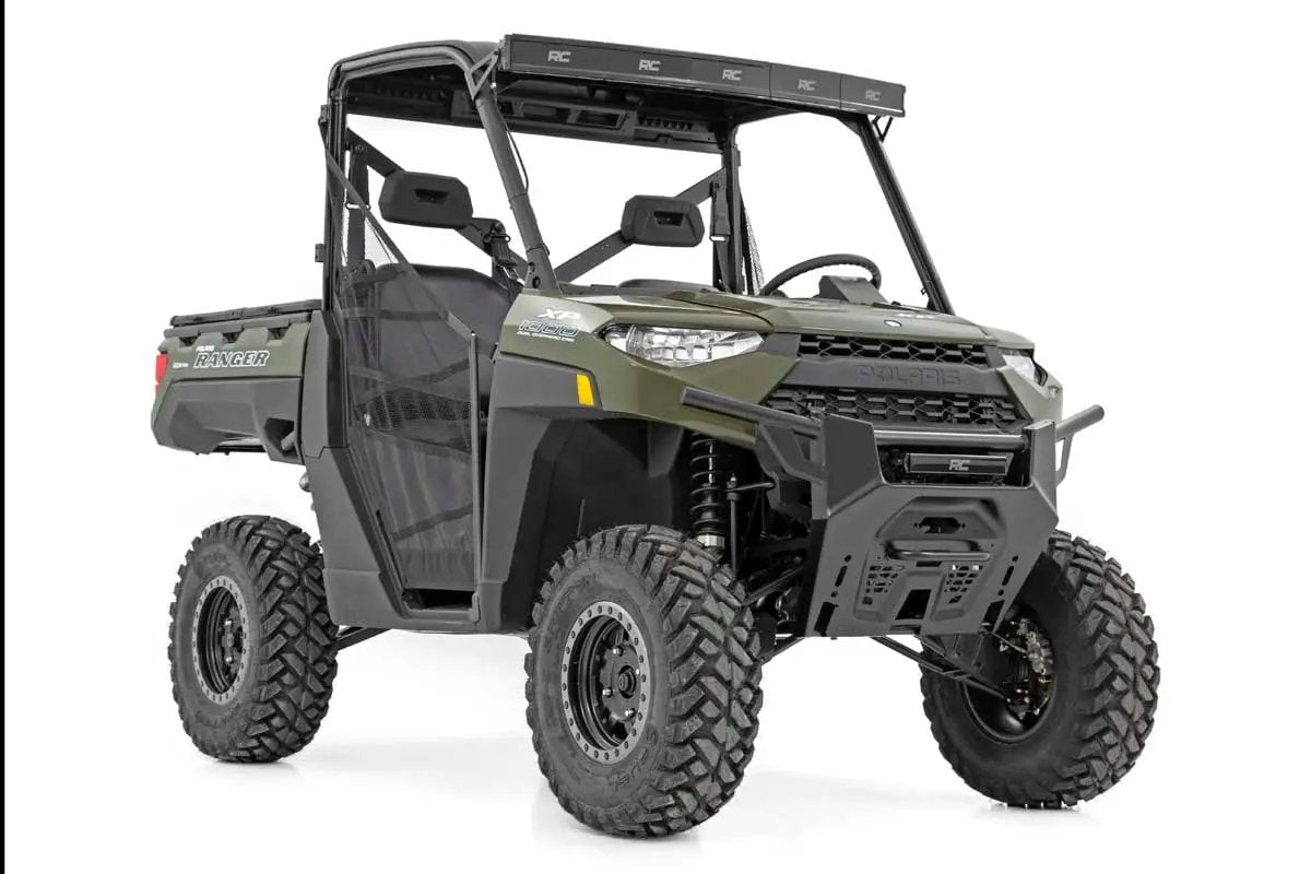 Rough Country LED Light Kit | Bumper Mount | 12" Black Single Row | White DRL | Polaris Ranger XP 1000 by Rough Country