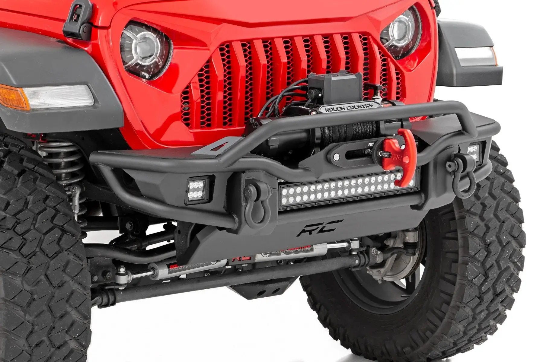 Rough Country Front Winch Bumper | Tubular | Skid Plate | Jeep Gladiator JT/Wrangler JK & JL/Wrangler Unlimited by Rough Country