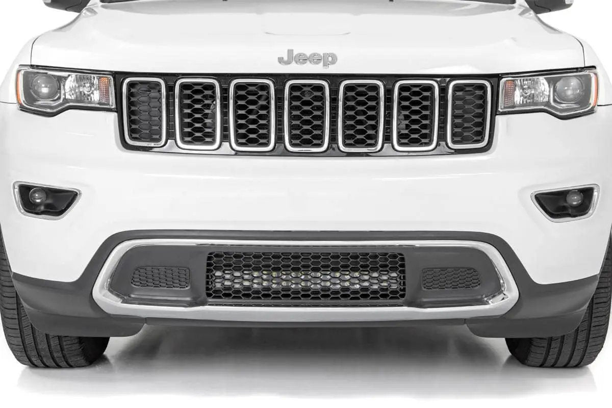 Rough Country LED Light Kit | Bumper Mount | 20" Chrome Dual Row | Amber DRL | Jeep Grand Cherokee WK2 (11-20) by Rough Country